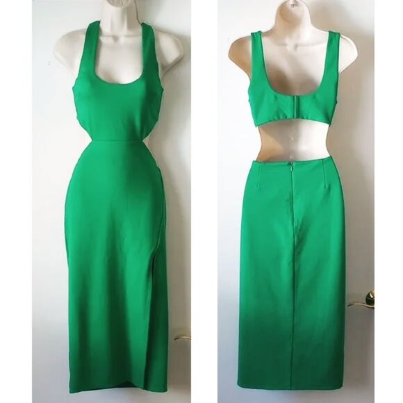 Lovers + Friends Titus Cutout Midi Pencil Dress M Green - Picture 2 of 11